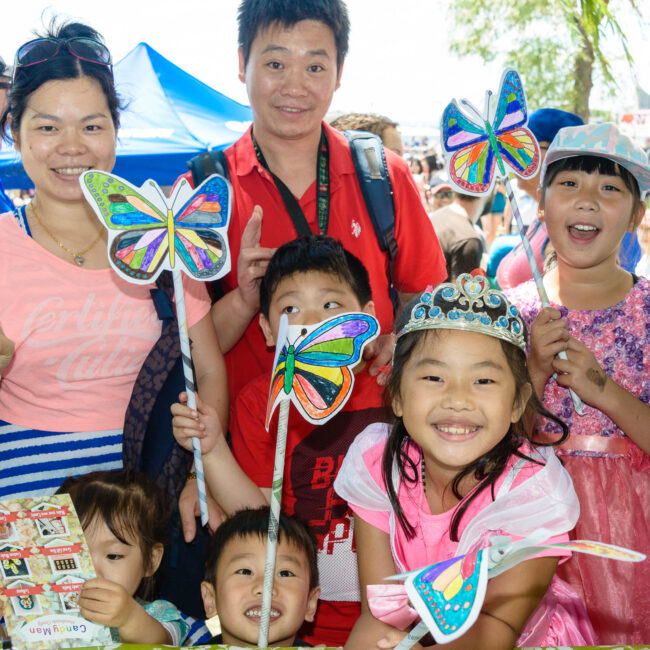 Family enjoying activities at the Redpath Waterfront Festival in 2017